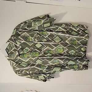 Vintage men's Hawaiian shirt, green print, size large.